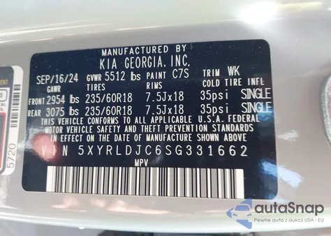2025 Kia Sorento S from USA, damaged, VIN 5XYRLDJC6SG331662